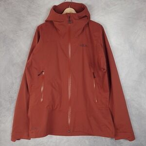 Rab Jacket Mens Large Orange Downpour Light Proflex Waterproof Hooded Shell